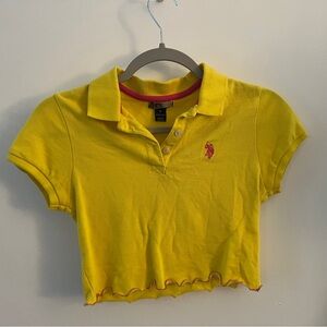 U.S. Polo Assn. Yellow Crop Top with Red Logo